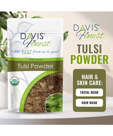 Davis Finest Organic Tulsi Holy Basil Pure & Natural Leaves Powder 100g Hair & Skin Care Ayurvedic Skin Tightening Facial Mask Itchy Scalp Promotes Hair Growth 100.0 Grams - Buy Online on GoSupps.com