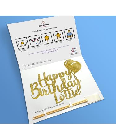 Cakeshop Cake Decoration Pack | Happy Birthday Premium Double Sided Glitter Card Cake Topper Sign & 25g Party Pack of Cake Sugar Sprinkles | Custom Name Cake Decorations (Gold) Non-Prime Glitter Card: Gold - Buy Online on GoSupps.com