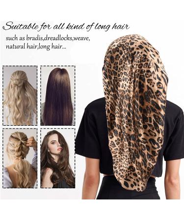 Satin Bonnet for Women 2 Pack - Soft & Elastic Black Leopard Hair Cap - Large Breathable Silky Sleeping Bonnet - Braids Bonnets for Women - Buy Online on GoSupps.com