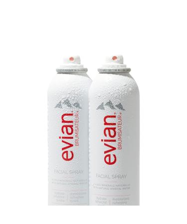 Evian Facial Spray Duo 5 oz - Hydrate & Refresh Skin Revive Makeup Soothe Sensitivity - All Skin Types - Authentic French Alps Skincare - Buy Online on GoSupps.com
