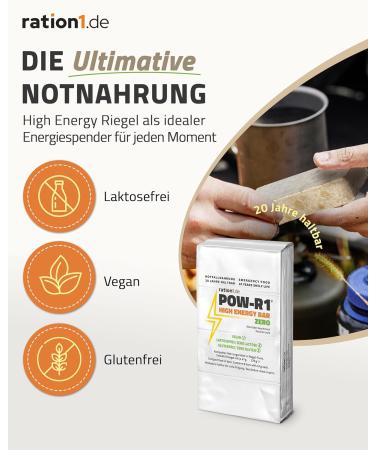 Buy Pow-R1 Zero Gluten-Free Energy Bar - 376g | 8 High-Energy Bars for Outdoor Trekking & Emergency Survival | Vegan & Lactose-Free 20 Years Shelf Life - Buy Online on GoSupps.com