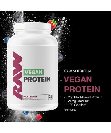 RAW Vegan Protein Powder - Acai Bowl | 20g Plant-Based Protein Vitamins for Muscle Growth Low-Fat & Low Carb - 25 Servings - Buy Online on GoSupps.com