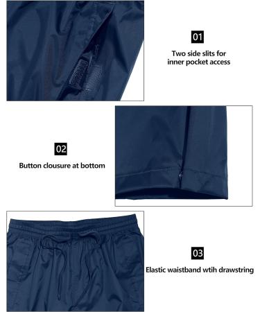 Mapamyumco Men's Packable Waterproof Rain Pants - X-Large Deep Blue | Windproof & Breathable Outdoor Hiking Pants - Buy Online on GoSupps.com