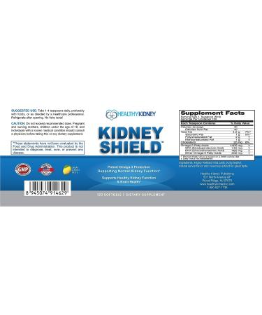 Kidney Shield 120 Caps - Kidney Support Supplement for Cleanse & Health - Omega 3 - 120 Count - Buy Online on GoSupps.com