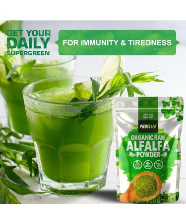 Organic Alfalfa Powder 250g Support Energy and Stress Vegan Keto Green Superfood Supergreen Raw Natural Alfalfa Powder Juice Shots PROELITE - Buy Online on GoSupps.com