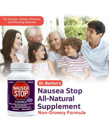 Dr. Barton's NauseaStop - Natural Nausea Supplement for Dizziness, Motion Sickness & Morning Sickness - 80 Capsules - Buy Online on GoSupps.com