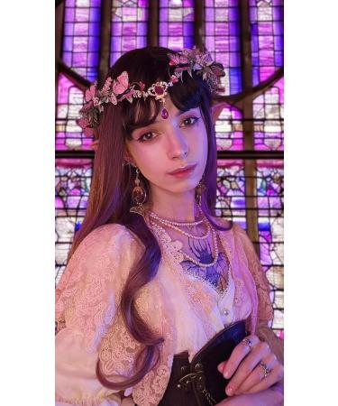 MOSTORY Fairy Crown Pink Butterfly Elf Headpiece Woodland Headband Elven Circlet Tiara for Women Christmas Halloween Renaissance Renfaire Cosplay - Buy Online on GoSupps.com