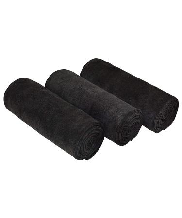 MAYOUTH 16" x 32"Gym Towels for Men & Women Microfiber Sports Towel Set Fast Drying & Absorbent Workout Sweat Towels for Fitness,Yoga, Golf,Camping 3-Pack Gift 3-pack Black
