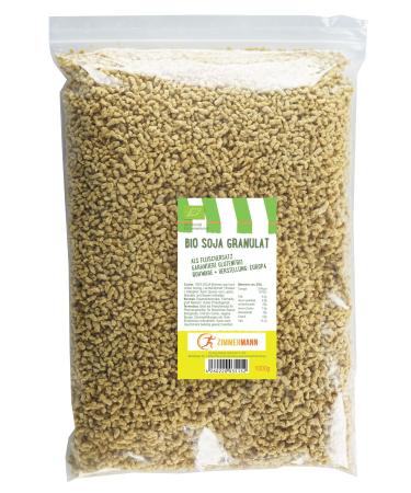 Organic soy granulate 1000g - as a meat replacement - guaranteed gluten -free - raw goods + production: Europe - High protein content - by Zimmermann Sportskahlung