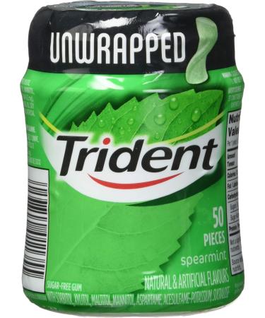 Trident Unwrapped Spearmint - 6 Bottles (300 Pieces) - Sugar-Free Gum Spearmint 50 count (Pack of 6) - Buy Online on GoSupps.com