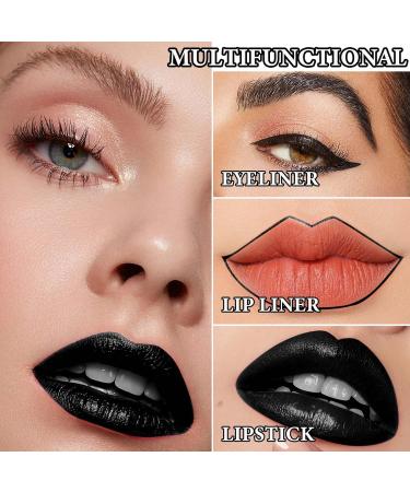 3 Pcs Waterproof Lip Liner & Lipstick Set - Long Lasting Gothic Matte Liquid Lipstick & Velvet Nude Lip Gloss for Halloween Makeup - Buy Online on GoSupps.com