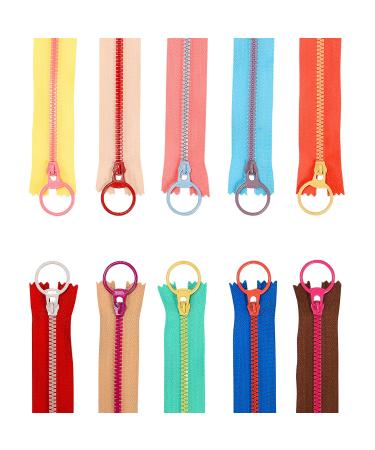 20Pcs Colorful Resin Zippers with Ring Pulls for DIY Tailor Sewing Craft Accessories Mixed 10 Color - 6 Inch