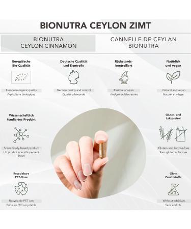 Buy Bionutra Organic Ceylon Cinnamon Capsules - 270 x 600 mg Vegan & Gluten-Free 4-Month Supply German Quality High-Dose Additive-Free - Buy Online on GoSupps.com