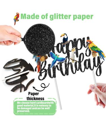 Parrot Birthday Cake Topper Tropical Bird Themed Birthday Decoration Parrot Happy Birthday Cake Pick Toucan Parrot Party Cake Decor for Flying Birds Baby Shower Supplies - Buy Online on GoSupps.com