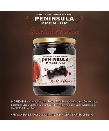 Peninsula Premium Cocktail Cherries - Award-Winning Deep Burgundy-Red Cherries in Silky Smooth Rich Syrup - Luxe Fruit-Forward Sweet-Tart Flavor - American Grown & Made - 20 oz (2-Pack) - Buy Online on GoSupps.com