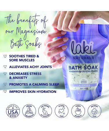 LAKI NATURALS Unscented Magnesium Flake Soak 8 OZ - 100% Natural Soothing Bath Soak - Buy Online on GoSupps.com