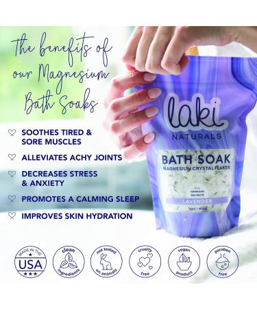 Laki Naturals Bath Soak - Charcoal Lava Magnesium Flakes & Hawaiian Sea Salt - Therapeutic Relaxation Salts (16 oz) | Shop Internationally - Buy Online on GoSupps.com
