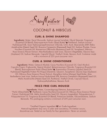 SheaMoisture Curl & Shine Shampoo Conditioner & Mousse for Curly Hair Sulfate-Free Anti-Frizz Coconut & Hibiscus - International Shipping Available - Buy Online on GoSupps.com