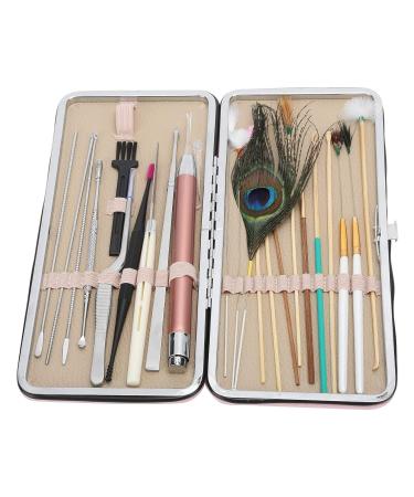 23-Piece Cherry Powder Ear Wax Removal Tool Set for Ear Care - Double Ended Spiral Ear Pick & Scoop Spoon Included - Buy Online on GoSupps.com