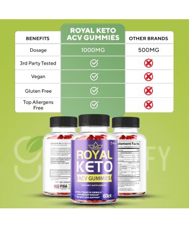 Royal Keto ACV Gummies - Best Keto Flat Tummy & Belly Fat Solution - Extra Strength Weight Loss & Detox Support (60 Gummies - Buy Online on GoSupps.com