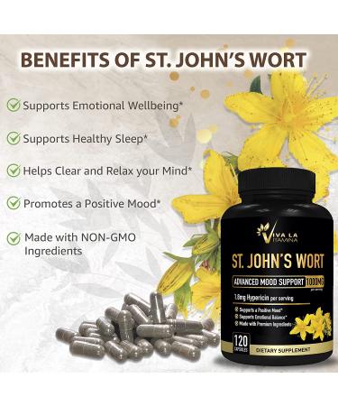 St. Johns Wort Supplement 1000mg - Advanced Mood & Brain Support with 0.3% Hypericin - Non-GMO (120 Capsules) - Buy Online on GoSupps.com