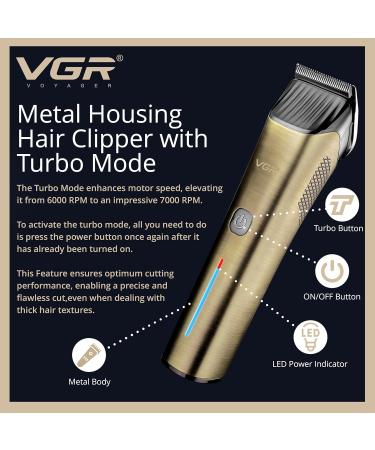 VGR Cordless Hair Clippers for Men Professional with Precision Switch - Turbo Mode - Ceramic Blades - Mens Hair Cutting Kit for Barber - Rechargeable Beard Trimmer - Buy Online on GoSupps.com