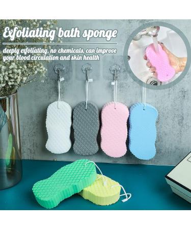 6 PCS Ultra Soft Exfoliating Bath Sponge Set with Sticky Hooks - Ideal for Adults, Children, and Pregnant Women - Buy Online on GoSupps.com