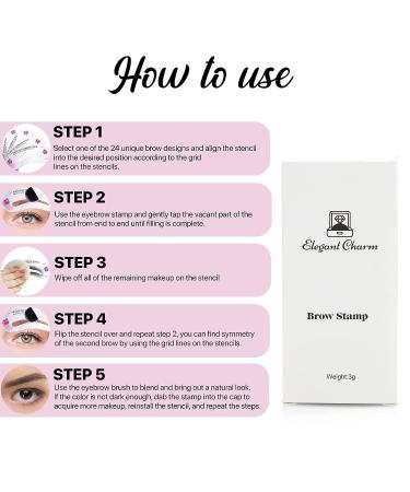 Elegant Charm Eyebrow Stamp and Stencil Kit | 24 Reusable Stencils, Brush, Trimmer | Dark Brown, Long Lasting, Waterproof - Buy Online on GoSupps.com
