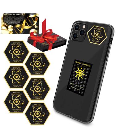 PREMIUM Protection SHUNGITE Stickers for Cell & Smart Phones, Laptops, Tablets, TV, Monitors - ALL Devices - UNIVERSAL Multi-Layer Protection - 97.7% EFFECTIVE Protector - UNISEX - 6 pcs in Professional Gift Pack (BLACK)