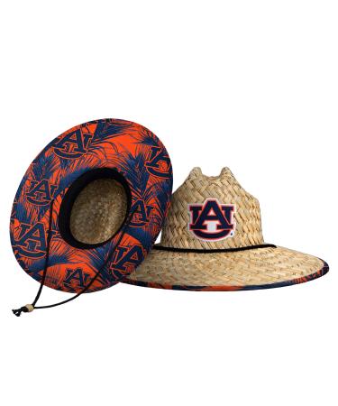 FOCO NCAA Mens NCAA College Team Logo Floral Lifeguard Beach Straw Sun Hat Auburn Tigers One Size Team Logo