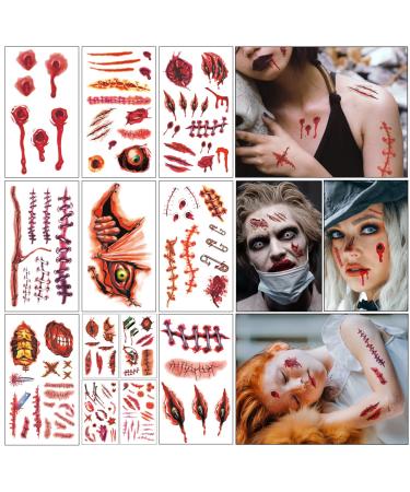 Halloween Prank Makeup Temporary Tattoo  Upgrade Face Decals Prank Props for Women Men and Kids Halloween Party Cosplay