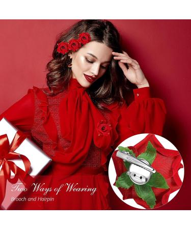 24 Pieces Red Rose Flower Hair Clips and Brooches for Women and Girls - Elegant Boho Floral Hair Accessories - Buy Online on GoSupps.com