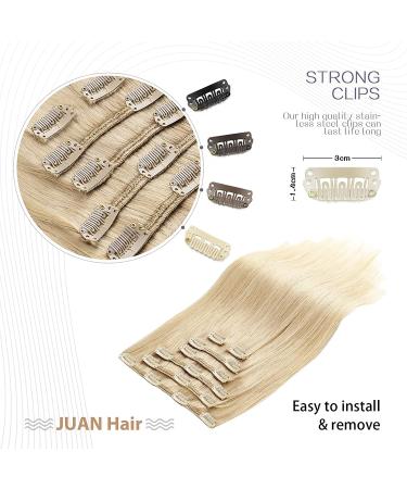 Bleach Blonde Clip in Hair Extensions 20 Inch #613 | 70G 100% Remy Human Hair for Fashion Women - Buy Online on GoSupps.com