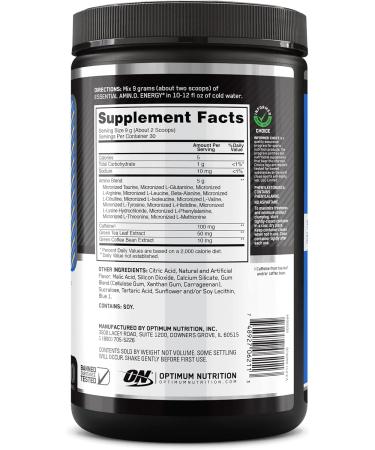 Optimum Nutrition Amino Energy - Blueberry Lemonade Pre Workout Energy Powder with BCAA, Amino Acids, Green Tea & Coffee Extract - Keto Friendly (30 Servings) - Buy Online on GoSupps.com