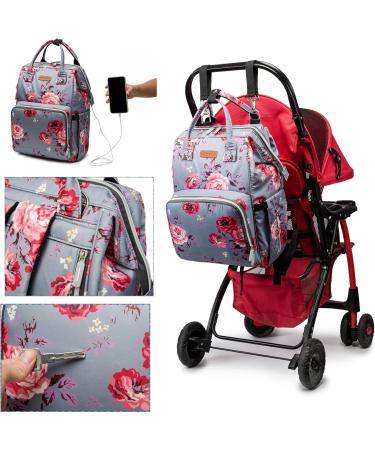 Buy Approach Multifunctional Mom Backpack - Waterproof Large Capacity Diaper Bag with USB Stroller Belts & Changing Pad - LD24 Chahuagray - Buy Online on GoSupps.com
