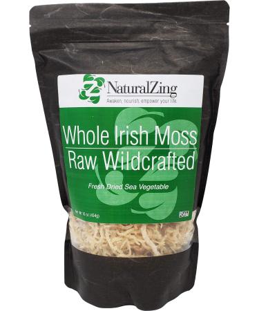 Natural Zing Fresh Whole Irish Moss 16 Ounce Raw Wildcrafted, Vegan, Fresh Dried Sea Vegetable, Gracilaria Sea Moss