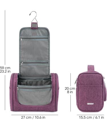 WANDF Large Hanging Toiletry Wash Bag Organizer - Denim Purple | Travel Makeup & Cosmetic Case for Men and Women - Buy Online on GoSupps.com