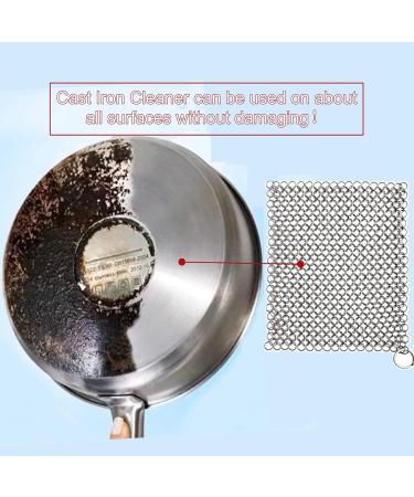 CHANSHIN Cast Iron Cleaner with Pan Scrapers Stainless Steel Scourer 7x7 Inch Chainmail Scrubber for All Types of Skillet Griddles Durable Plastic Pan Grill Scrapers - Buy Online on GoSupps.com