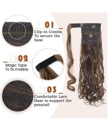 Tess Ponytail Extension - 40cm Dark Brown & Sandy Blonde Wavy Braid | 90g Long Hair Extensions for Stunning Looks - Buy Online on GoSupps.com