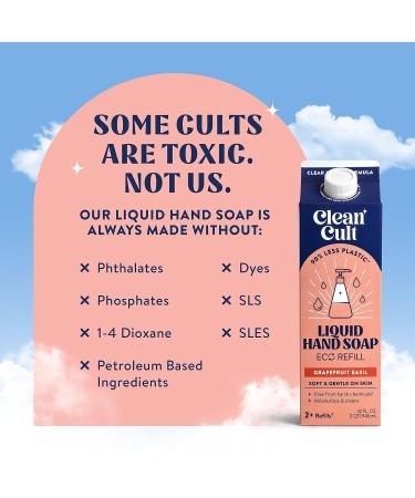 Cleancult Liquid Hand Soap Refills (32oz 3 Pack) - Nourishing & Moisturizing Formula - Eco-Friendly, Chemical-Free - Grapefruit Basil Scent - 32 Fl Oz - Buy Online on GoSupps.com