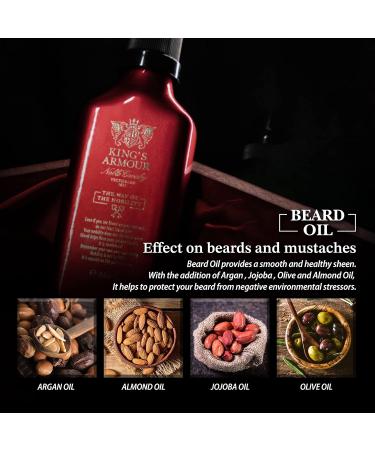 King s Armour Beard Oil - Softens Strengthens & Grows | Jojoba Argan & Sweet Almond | Refreshing Scent - 1.69 oz International Shipping - Buy Online on GoSupps.com