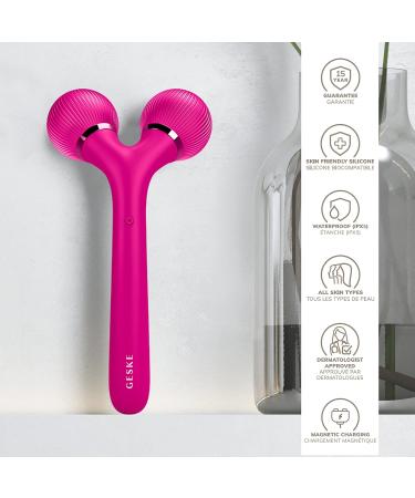 Geske SmartAppGuided Sonic Facial & Body Roller | 4-in-1 Dermaroller Device for Face & Body | Professional Facial Scooter | Defines & Shapes Skin in Magenta - Buy Online on GoSupps.com
