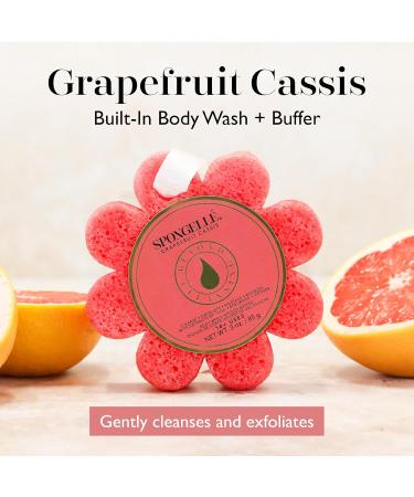 Spongelle Grapefruit Cassis Wild Flower Loofah Body Scrubber Exfoliating Bath & Shower Sponge for Women | 14+ Uses | Infused with Zesty Grapefruit Cassis & Vanilla - Buy Online on GoSupps.com