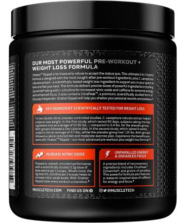 MuscleTech Shatter Ripped Pre-Workout | Energy + Weight Loss Formula | Rainbow Candy | 40 Servings - Buy Online on GoSupps.com