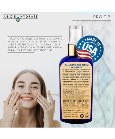 Hyaluronic Acid Serum 2 Oz - Moisturizing Anti-Aging Formula for Fine Lines & Wrinkles | Hydrating Unisex Skin Care - Buy Online on GoSupps.com