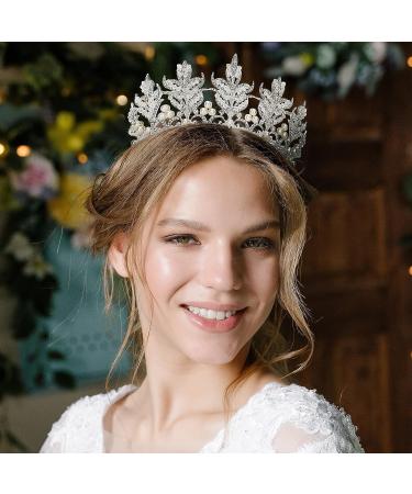 AW BRIDAL Crystal Pearl Queen Crown - Wedding Tiara for Bride - Princess Crown for Pageant, Prom & Birthday - Silver Bridal Headband - Buy Online on GoSupps.com