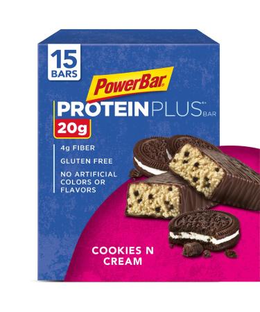 PowerBar Protein Plus Bar, Cookies & Cream, 2.15 Ounce (Pack of 15) Cookies And Cream 2.15 Ounce (Pack of 15)