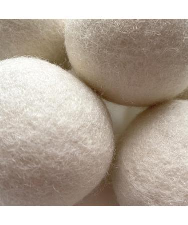 Organic 6 Pack Large Laundry Dryer Balls 100% New Zealand Wool Reusable Natural White or Grey Soft Eco Friendly with Cotton Bag (White) - Buy Online on GoSupps.com