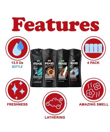 AXE Men's Body Wash - Pack of 4 - 13.5 Oz. - Buy Online on GoSupps.com