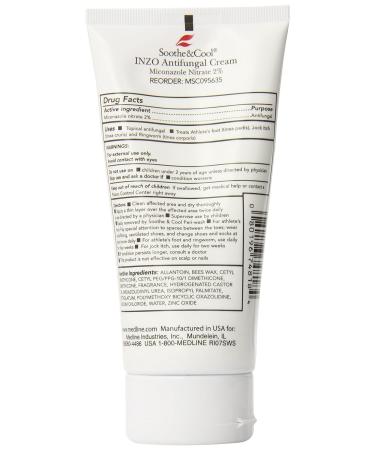 Medline Soothe & Cool Inzo Antifungal Cream 5-oz Tube (Pack of 12) | Miconazole Nitrate Formula - Buy Online on GoSupps.com